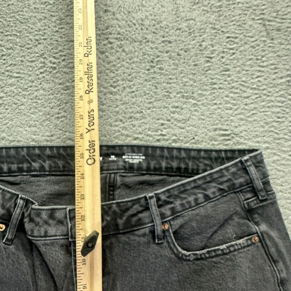 Old Navy Sky-Hi Jeans Womens 18P Gray Cotton Denim Wide-Leg Workwear Stretch